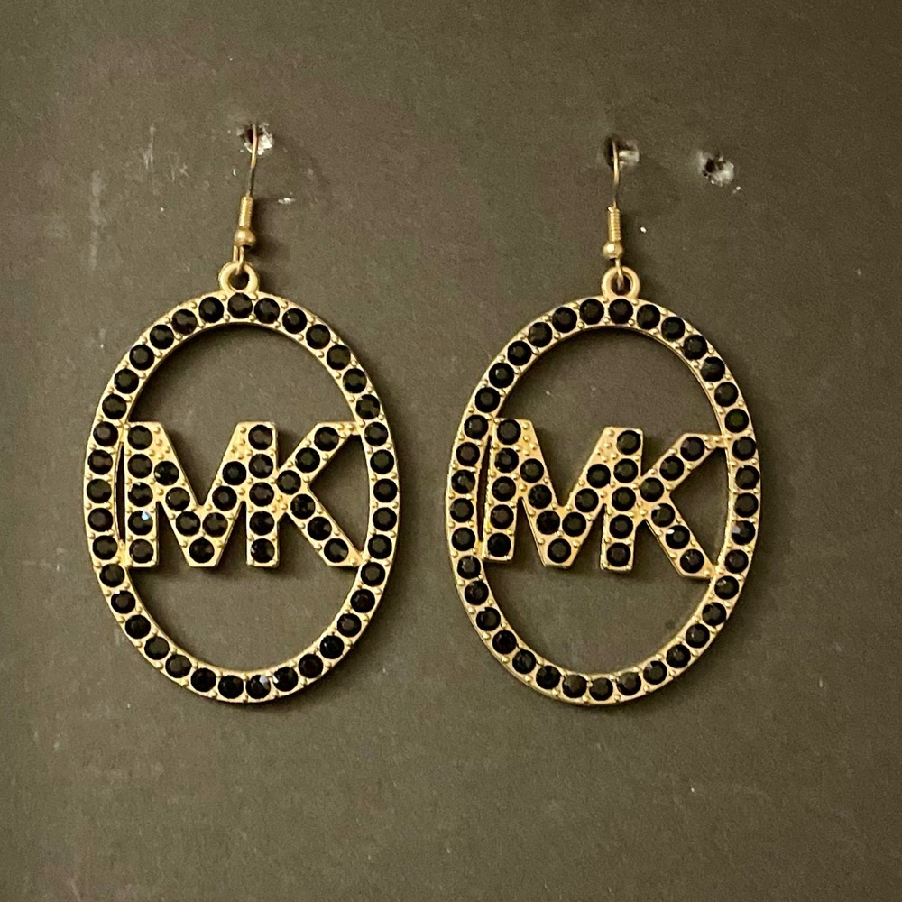 Black & Gold Oval MK Earrings